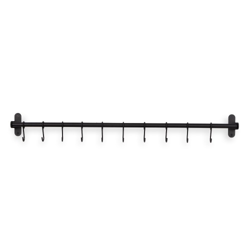 Wallniture Lyon 32" Kitchen Rail with 10 S Shape Hooks, Steel, Frosty Black - Appears New  - Lot 857