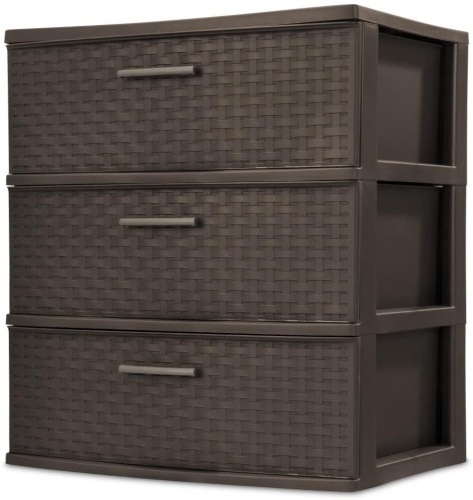 Sterilite 3-Drawer Wide Weave Tower, Espresso - Appears New  - Lot 930