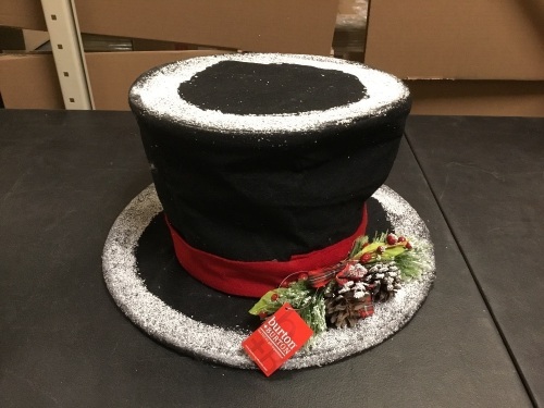 Burton & Burton Tree Topper Black Felt Top Hat with Red Ribbon Accent - Appears New - Lot 1003