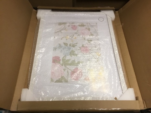 White Matted Frame with Flower Print, 18" x 24" - Appears New - Lot 1006