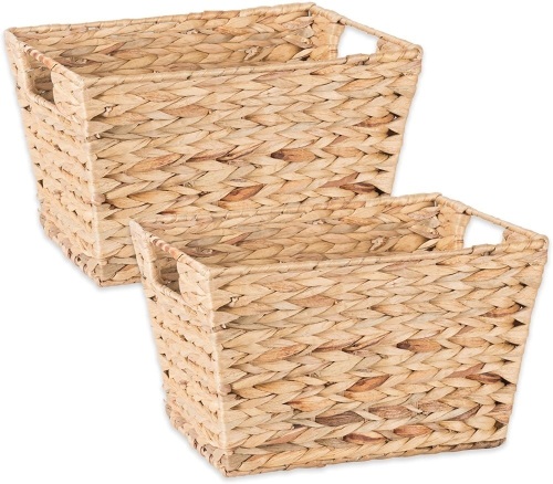 Natural Water Hyacinth Storage Basket with Handles, Set of 2 Medium - Appears New  - Lot 1009