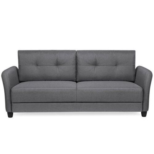 76in Contemporary Linen Fabric Upholstered Sofa Couch Lounger - Dark Gray - Lot 90