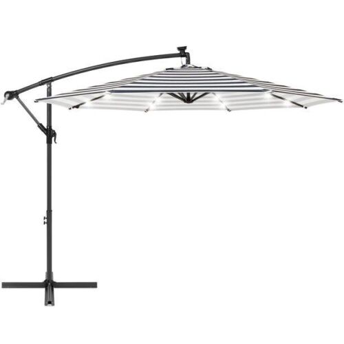 10ft Solar LED Offset Hanging Outdoor Market Patio Umbrella w/ Easy Tilt Adjustment - Lot 282