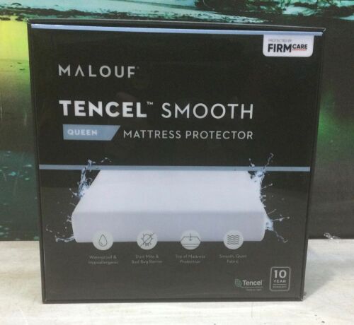 Malouf Tencel Smooth Queen Mattress Protector, Waterproof, Hypoallergenic - Lot 414