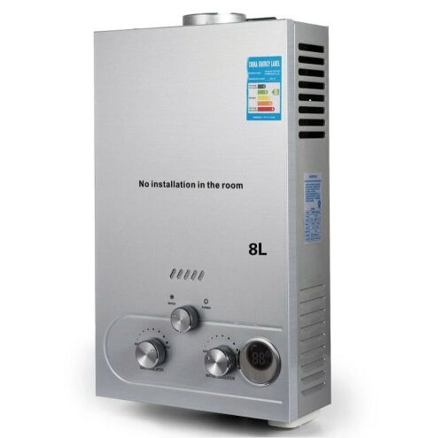 VEVOR 8L LPG Propane Hot Water Heater Tankless Stainless Steel Instant Boiler +Shower Kit - Lot 507