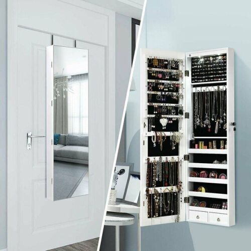 Wall And Door Mounted Mirrored Jewelry Cabinet With Lights - Lot 614