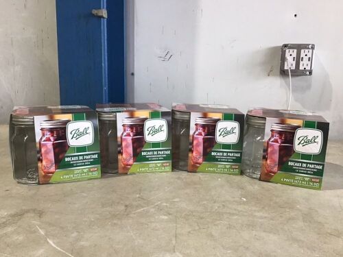 Case of (4) Ball 4 Pint Sharing Canning Jars with Lids & Bands, 4 Pack  - Lot 661