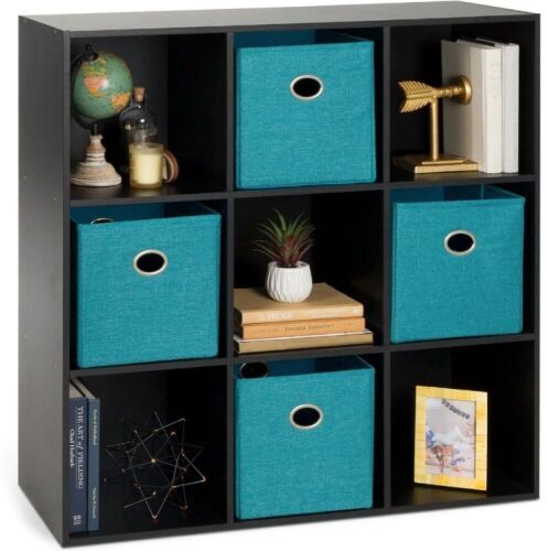 9-Cube Bookshelf Storage Display w/ 3 Removable Panels, Customizable Design - Lot 928