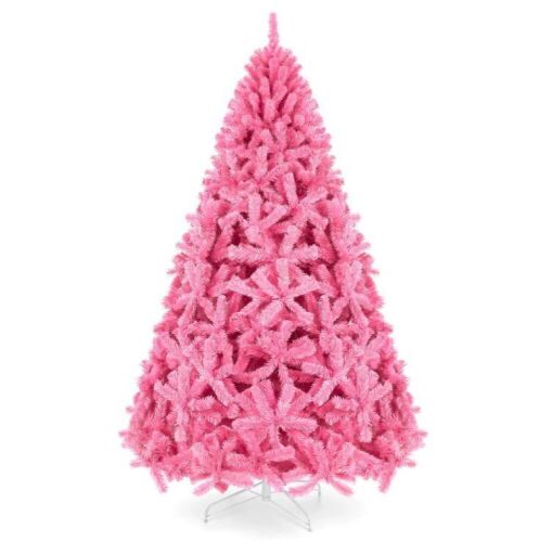 7.5' Pink Artificial Tinsel Christmas Tree w/ Foldable Stand - Lot 1008