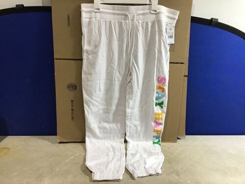 Case of (6) Womens Stay Happy Graphic Jogger Pants, XL  - Lot 1012