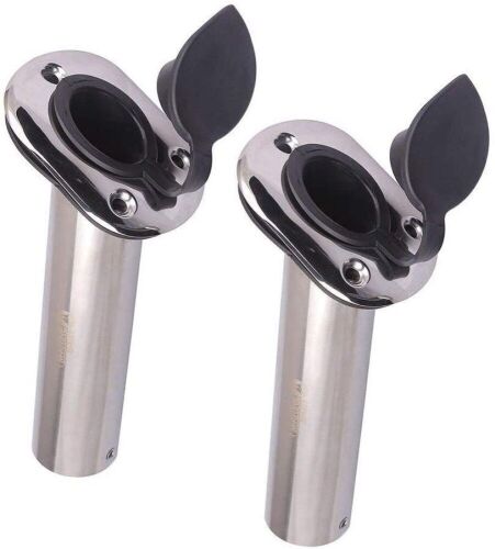 Hoffen 2Pcs Stainless Steel Fishing Rod Holder Flush Mount with PVC Cap, Inner Tube and Gasket - Lot 1027