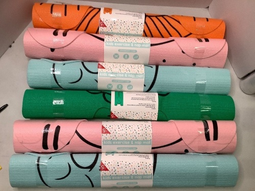 Lot of (3) Boxes of 6 count, Kids Exercise and Nap Mat, Assorted Colors and Styles - Lot 321