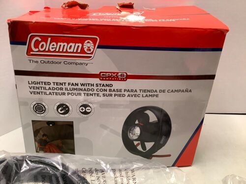Coleman Lighted Tent Fan With Stand, Appears New - Lot 573