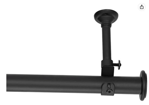 YunNephele Hanging Curtain Rod 108-168 inch Matte Black,1 inch diameter Single Window Curtain Rods, Appears New - Lot 930