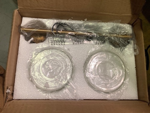 Light Fixture, Brass Colored with 2 Globes, Appears New - Lot 940