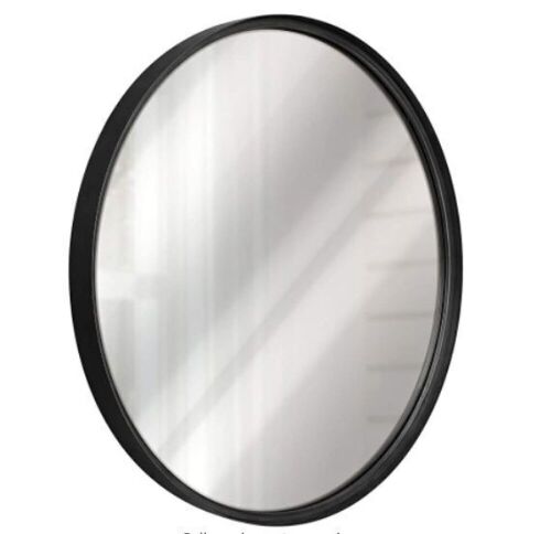 Black Round Wall Mirror - 27.5 Inch, Appears New - Lot 953