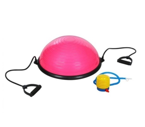 Fitness Yoga Stability Balance Trainer Half Ball with Resistance Bands and Pump, Appears New, Box Damaged - Lot 989