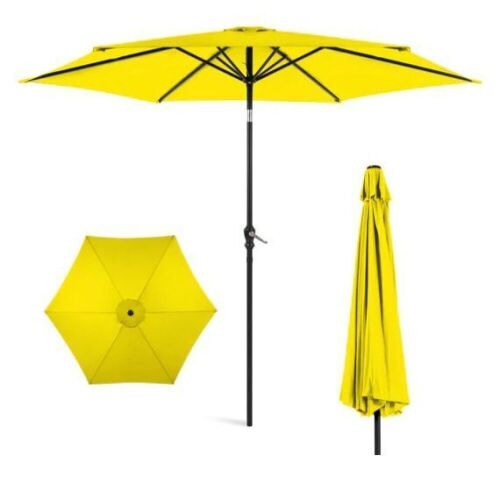 Outdoor Steel Market Patio Umbrella Decoration w/ Tilt, Crank Lift - 10ft, Appears New - Lot 1001