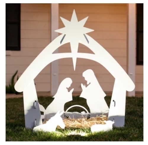 Christmas Nativity Scene Yard Decoration w/ Water Resistant PVC, 4ft, White, Appears New - Lot 209