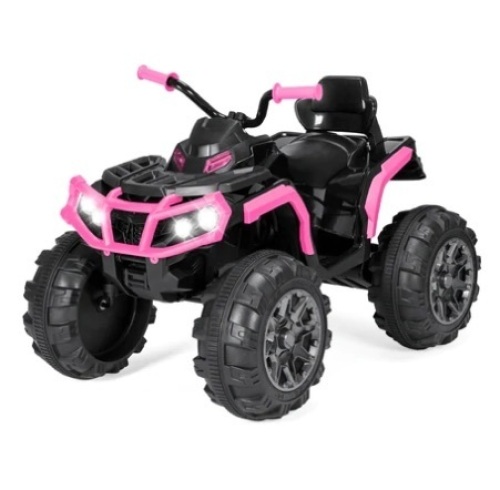 12V Kids Ride-On 4-Wheeler Quad ATV Car w/ 3.7mph Max, Bluetooth, Headlights, Pink, Appears New - Lot 222