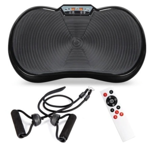 Vibration Plate Exercise Machine Full Body Fitness Platform w/ Bands, Black, Appears New - Lot 224