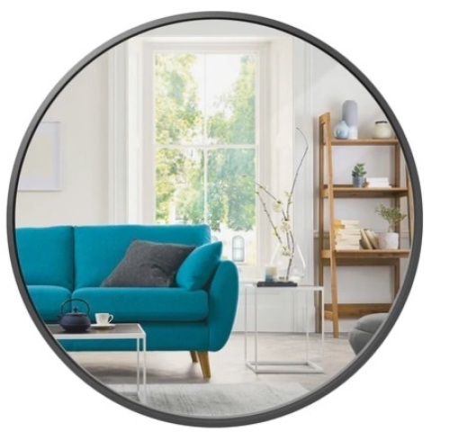 Framed Round Bathroom Vanity Wall Mirror w/ Anti-Blast Film, 36in, Matte Black, Appears New - Lot 232