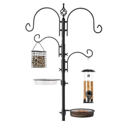 4-Hook Bird Feeding Station, Steel Feeder Stand w/ 2 Bird Feeders, 91in, Appears New - Lot 251