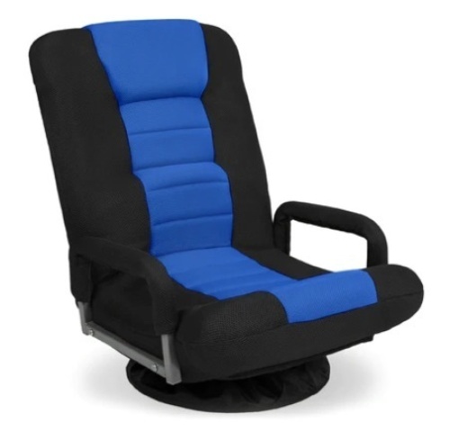 Gaming Floor Chair w/ 360-Degree Swivel, Armrest, Adjustable Backrest, Black/Blue, Appears New - Lot 254