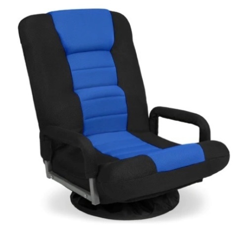 Gaming Floor Chair w/ 360-Degree Swivel, Armrest, Adjustable Backrest, Black/Blue, Appears New  - Lot 255