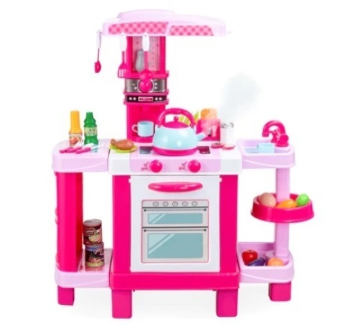 Pretend Play Kitchen Toy Set for Kids with Water Vapor Teapot, Pink, Appears New - Lot 264