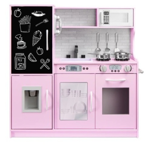 Pretend Play Kitchen Wooden Toy Set for Kids with 11 Accessories, Pink, Appears New - Lot 273