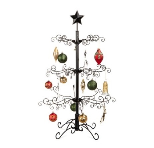 Wrought Iron Christmas Tree Ornament Display w/ Easy Assembly, Stand, 3ft, Black, Appears New - Lot 289