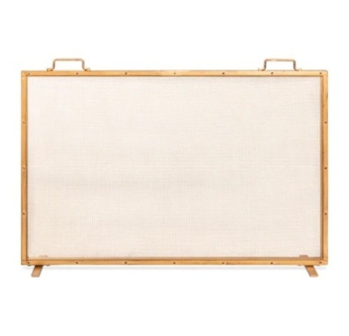 Single Panel Handcrafted Steel Mesh Fireplace Screen w/ Handles, 38x27in, Appears New - Lot 308