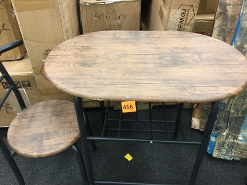 Table W/ 1 Chair, Black/Brown, Appears New/ Cosmetic Damage - Lot 416