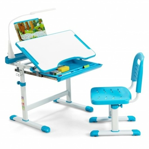 Height Adjustable Kids Study Table And Chair Set With Bookstand - Lot 475