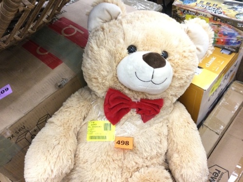 Giant Plush Teddy Bear Stuffed Animal w/ Bow Tie, Paw Prints - 38in - Lot 498