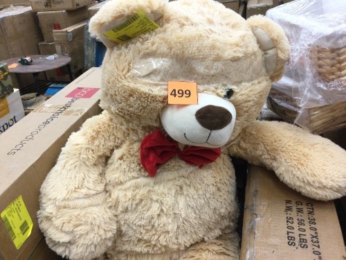 Giant Plush Teddy Bear Stuffed Animal w/ Bow Tie, Paw Prints - 38in - Lot 499