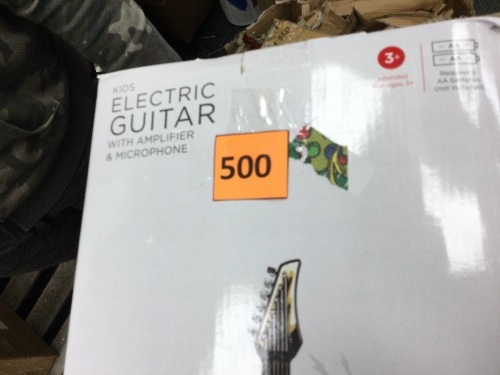 Kids Electric Guitar Toy Play Set w/ 6 Songs, Microphone, Amp - Lot 500