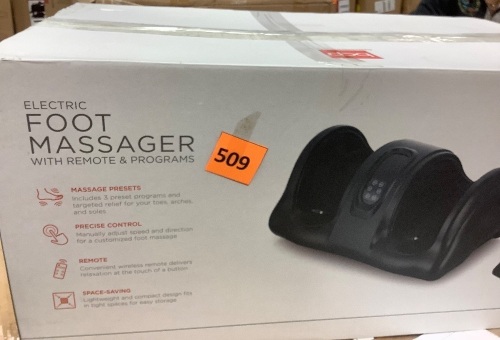 Therapeutic Foot Massager w/ High Intensity Rollers, Remote, 3 Modes - Lot 509