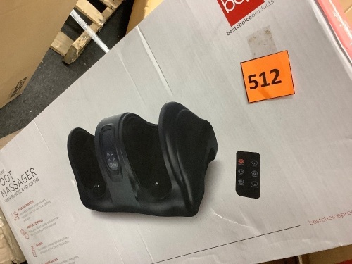 Therapeutic Foot Massager w/ High Intensity Rollers, Remote, 3 Modes - Lot 512