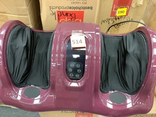Therapeutic Foot Massager w/ High Intensity Rollers, Remote, 3 Modes - Lot 514
