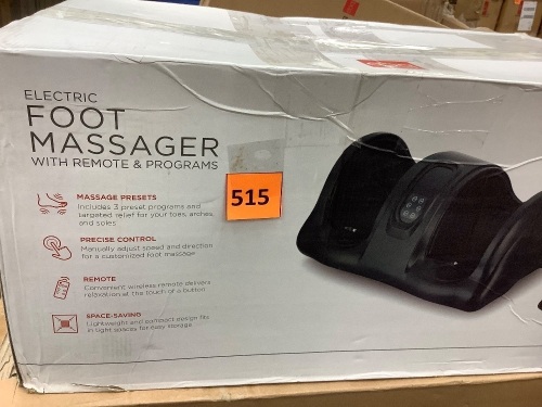 Therapeutic Foot Massager w/ High Intensity Rollers, Remote, 3 Modes - Lot 515