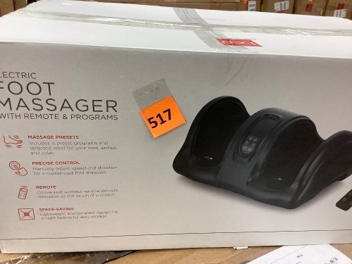 Therapeutic Foot Massager w/ High Intensity Rollers, Remote, 3 Modes - Lot 517
