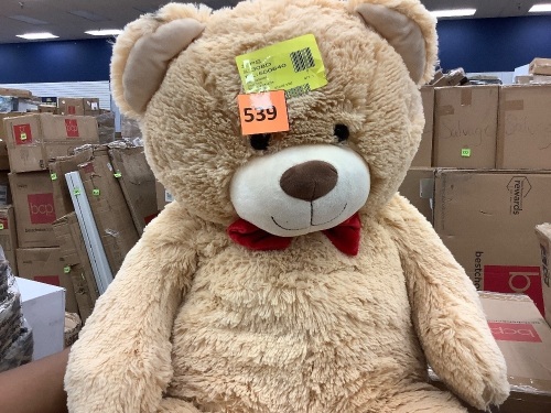 Giant Plush Teddy Bear Stuffed Animal w/ Bow Tie, Paw Prints - 38in - Lot 539