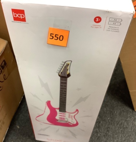 Kids Electric Guitar Toy Play Set w/ 6 Songs, Microphone, Amp - Lot 550