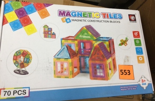 70-Piece Kids Magnetic Tiles STEM Construction Toy Building Block Set - Lot 553