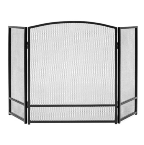3-Panel Simple Steel Mesh Fireplace Screen w/ Rustic Worn Finish, 47x29in, Black, Appears New - Lot 611