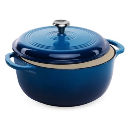 6qt Non-Stick Enamel Cast-Iron Dutch Oven Kitchen Cookware w/ Side Handles, Deep Blue, Appears New - Lot 621