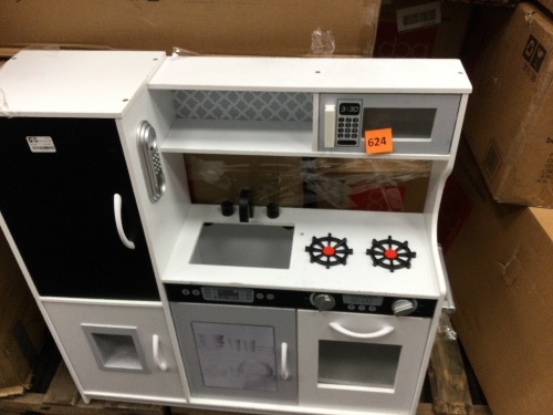 Pretend Play Kitchen, Wooden, White, Appears New - Lot 624