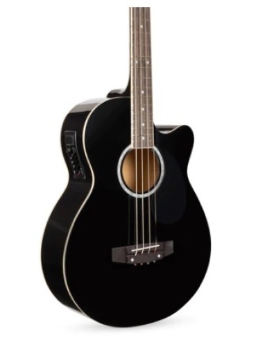 Acoustic Electric Bass Guitar w/ Equalizer, Truss Rod, Black, Appears New - Lot 625